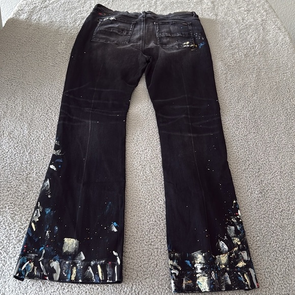 AMIRI Black Flare Wide Leg Jeans with Embellishments Paint size 38 - Picture 11 of 17